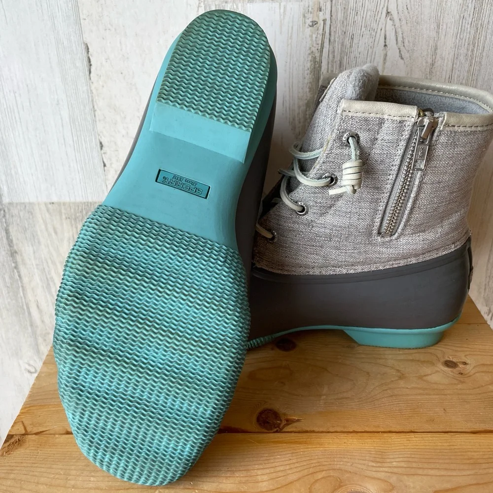 *SOLD* Sperry Turquoise and Gray Saltwater Duck Boots Size: 10 - Picture 10 of 11